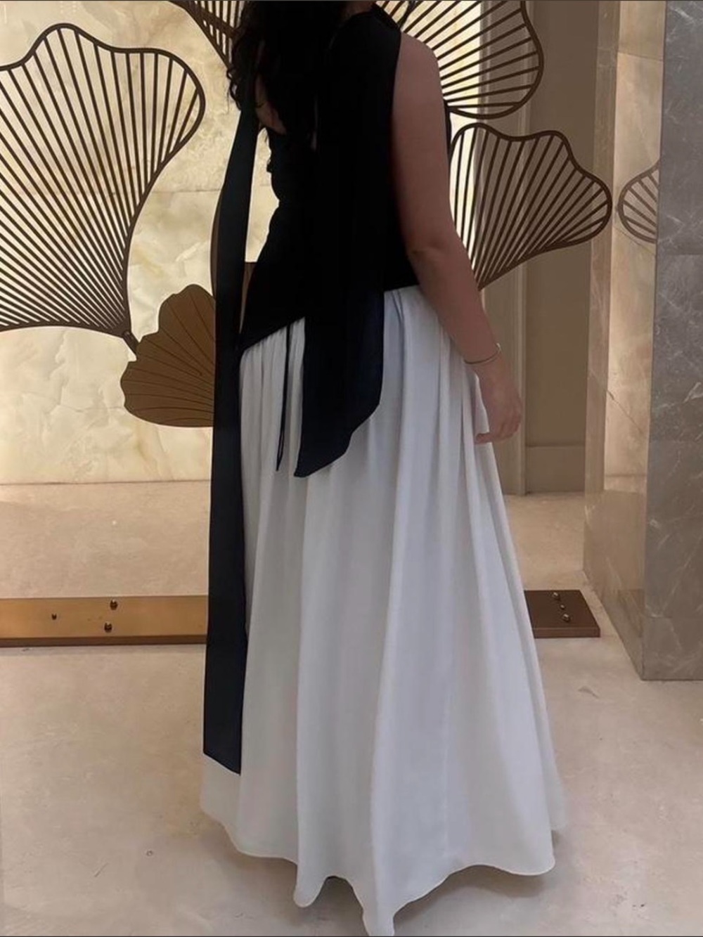Strapless Black & White Asymmetric Gown from Babyboo